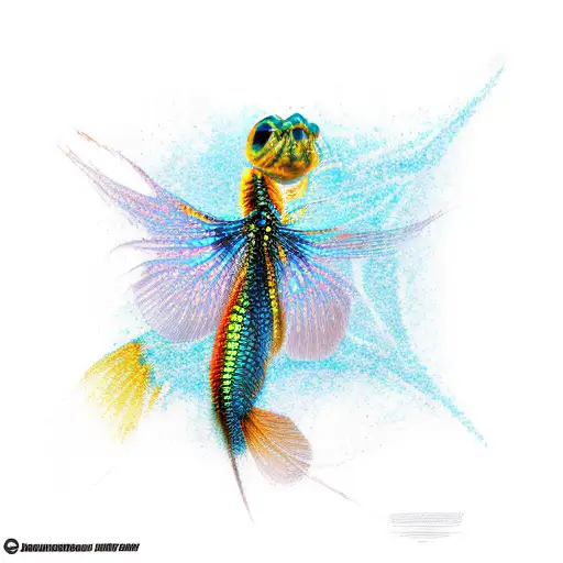 Rainbow Darter fish (native to creeks in middle Kentucky), making a 180 degree turn with its body. Bright colors. tattoo design idea