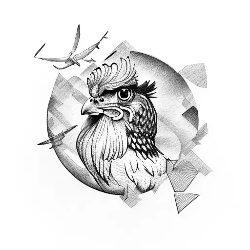 flying chicken aviator tattoo design idea