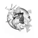 flying chicken aviator tattoo design idea