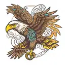 Eagle with free bird Spotify qr code tattoo design idea