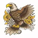 Eagle with free bird Spotify qr code tattoo design idea