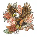 Eagle with free bird Spotify qr code tattoo design idea