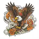 Eagle with free bird Spotify qr code tattoo design idea