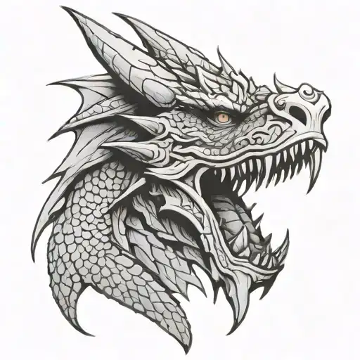 dragon of game of thrones dragon face tattoo design idea