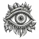 eye with strips around it. old school style. the eye represents the feeling of illusion tattoo design idea