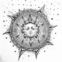 black sun tattoo design idea