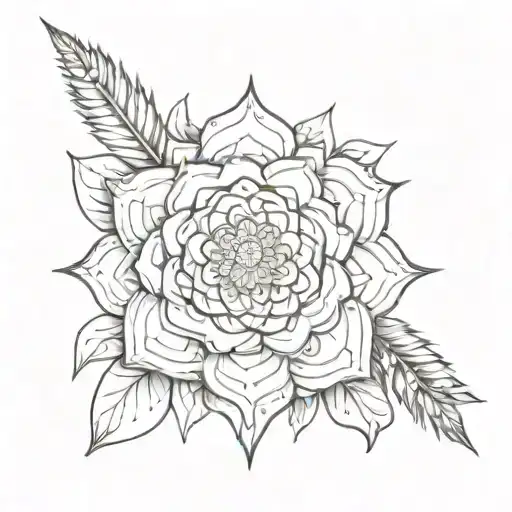 Sketch a captivating tattoo of a mandala flower blooming from the barrel of a gun, symbolizing beauty and strength tattoo design idea