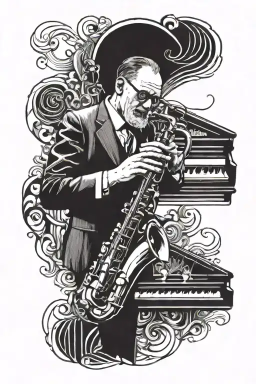 dad rip jazz music tattoo design idea