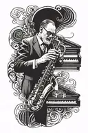 dad rip jazz music tattoo design idea