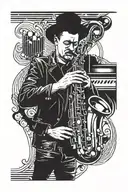 dad rip jazz music tattoo design idea