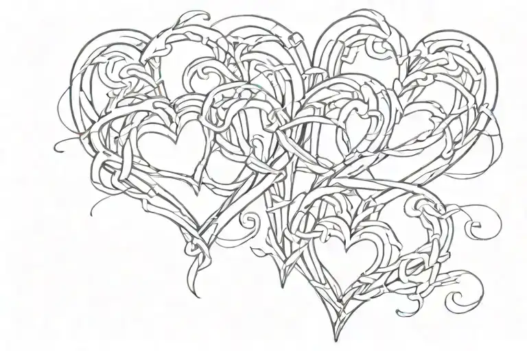 4 intertwined hearts tattoo design idea