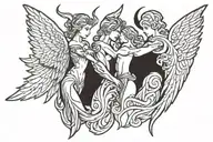 angel devil side by side view tattoo design idea