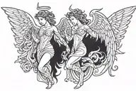 angel devil side by side view tattoo design idea