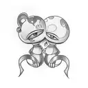 matching twin cartoon characters  tattoo design idea