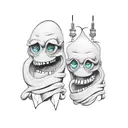 matching twin cartoon characters  tattoo design idea