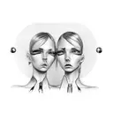 matching twin cartoon characters  tattoo design idea