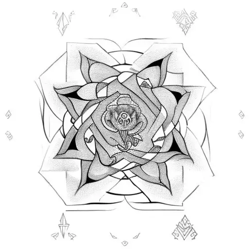 cyber sigil with Lilly of the valley tattoo design idea