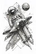 space shuttle with astronaut floating in space tattoo design idea