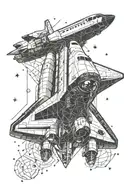 space shuttle with astronaut floating in space tattoo design idea