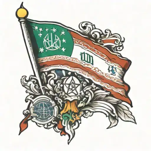 Iran and America flag  tattoo design idea
