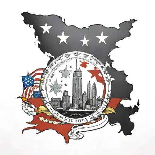 Chicago and Filipino flags intertwined tattoo design idea