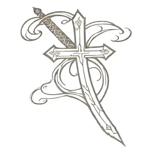 sword in the shape of a cross design decor   tattoo design idea