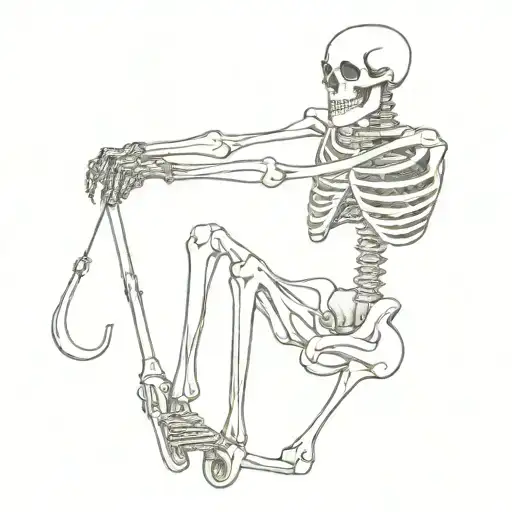 skeleton holding handle bars tattoo design idea