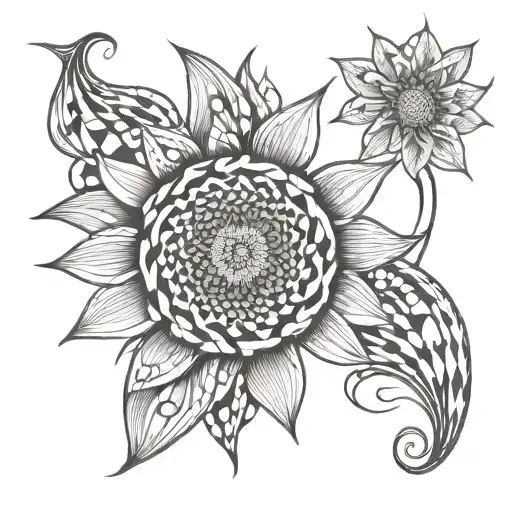 spiral sunflower seeds tattoo design idea