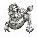 mermaid on an anchor   tattoo design idea