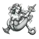 mermaid on an anchor   tattoo design idea
