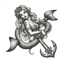 mermaid on an anchor   tattoo design idea