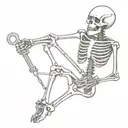 skeleton holding handle bars tattoo design idea