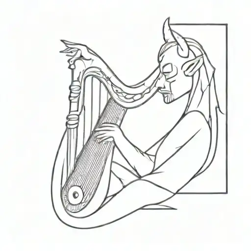 the devil plays the harp tattoo design idea