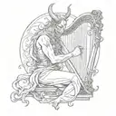 the devil plays the harp tattoo design idea