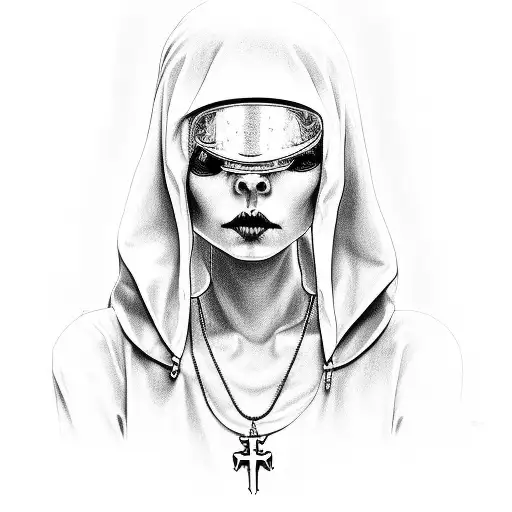NUN VIRGIN MARIE ROCK GOTH tattoo design idea