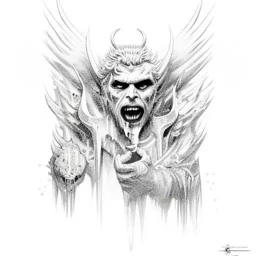 Lucifer frozen in ice feasting on judas tattoo design idea