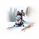 A snowmobile racing through a mountain river tattoo design idea