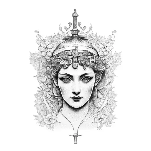 Greek muses in a garden  tattoo design idea