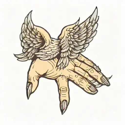 angel wings on hand and pointer finger tattoo tattoo design idea