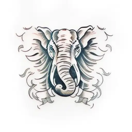half lionhead half elephant head  tattoo design idea