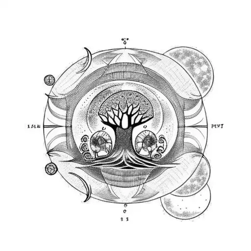 Sun, moon, tree of life, spiritual  tattoo design idea
