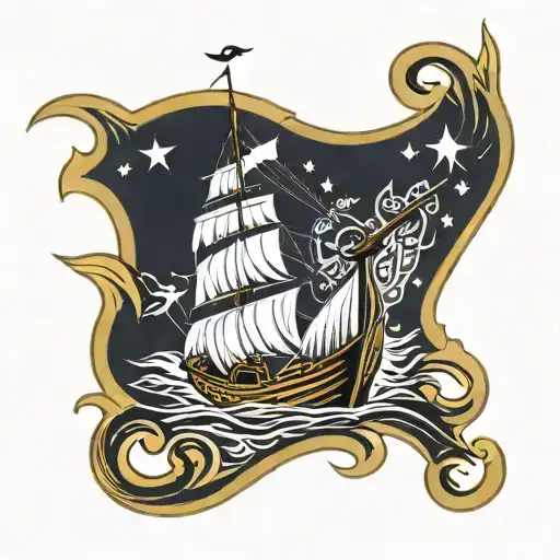 vikings boat tattoo design idea