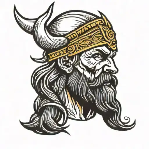 vikings face with beard tattoo design idea