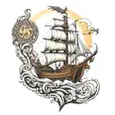 vikings boat tattoo design idea