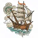 vikings boat tattoo design idea
