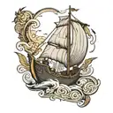 vikings boat tattoo design idea