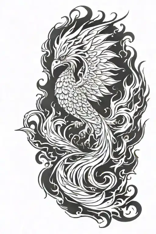 flame phoenix with the date 22.02.2024 tattoo design idea