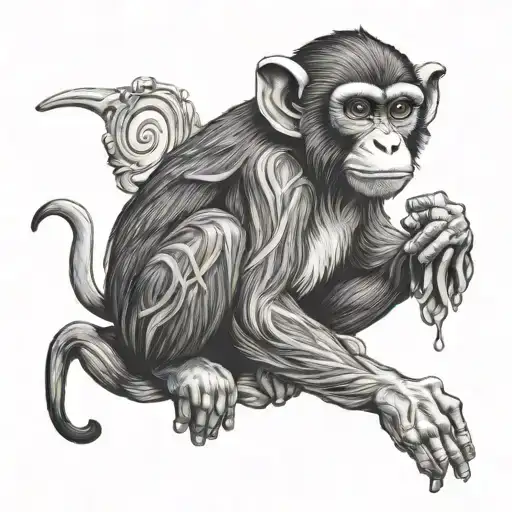 samuri monkey tattoo design idea
