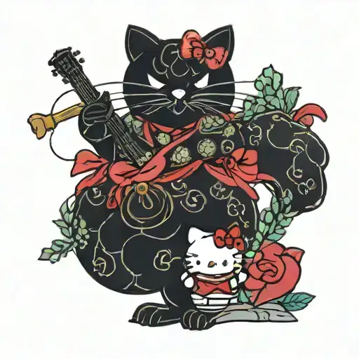 hello kitty dropping molly at bass canyon tattoo design idea