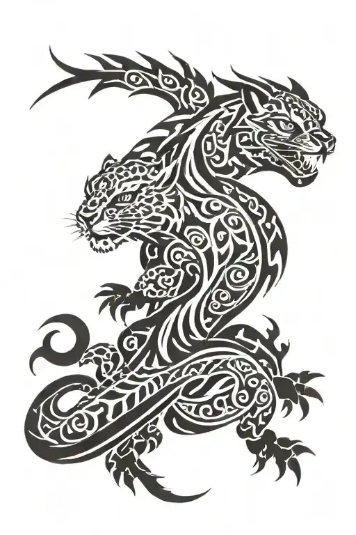 pheonix and snow leopard gecko tattoo design idea